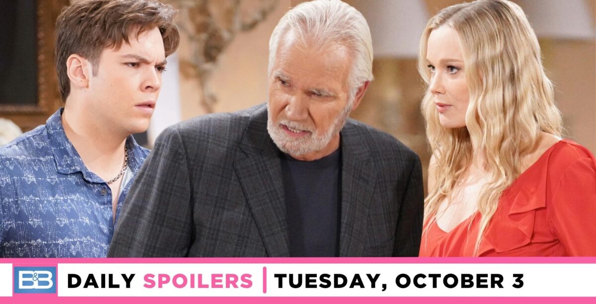 the bold and the beautiful spoilers for october 3, 2023, has rj, eric, and donna.