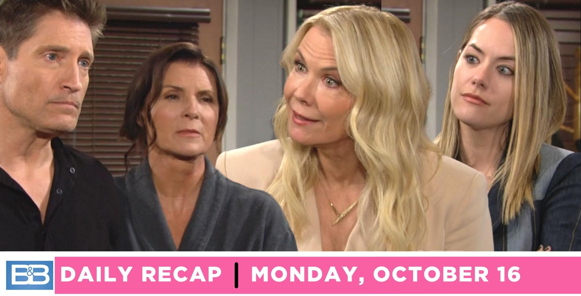 the bold and the beautiful recap for monday, 16, 2023, deacon, sheila, brooke, and hope.