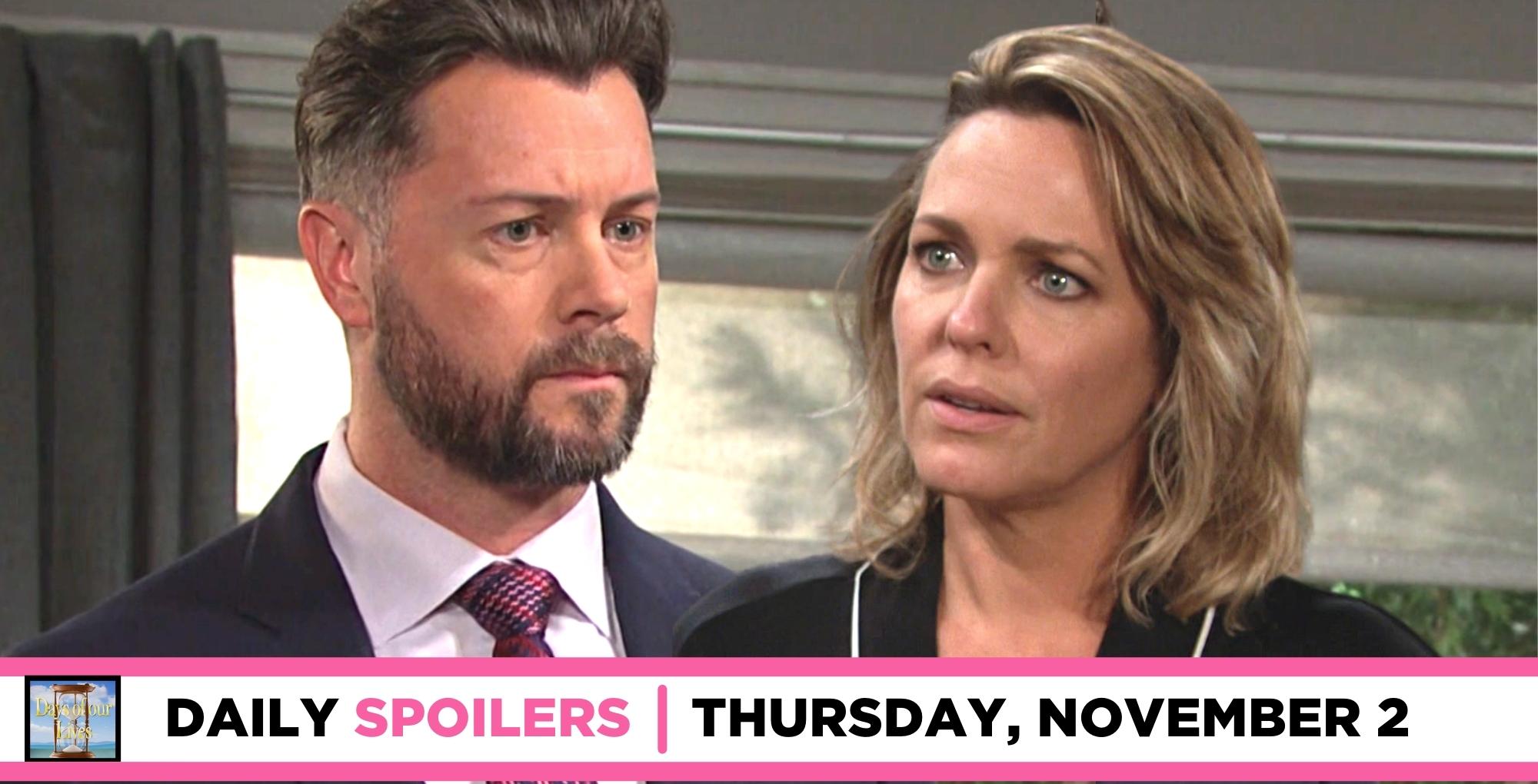 days of our lives spoilers for november 2, 2023, episode 14718, has ej and nicole worried.