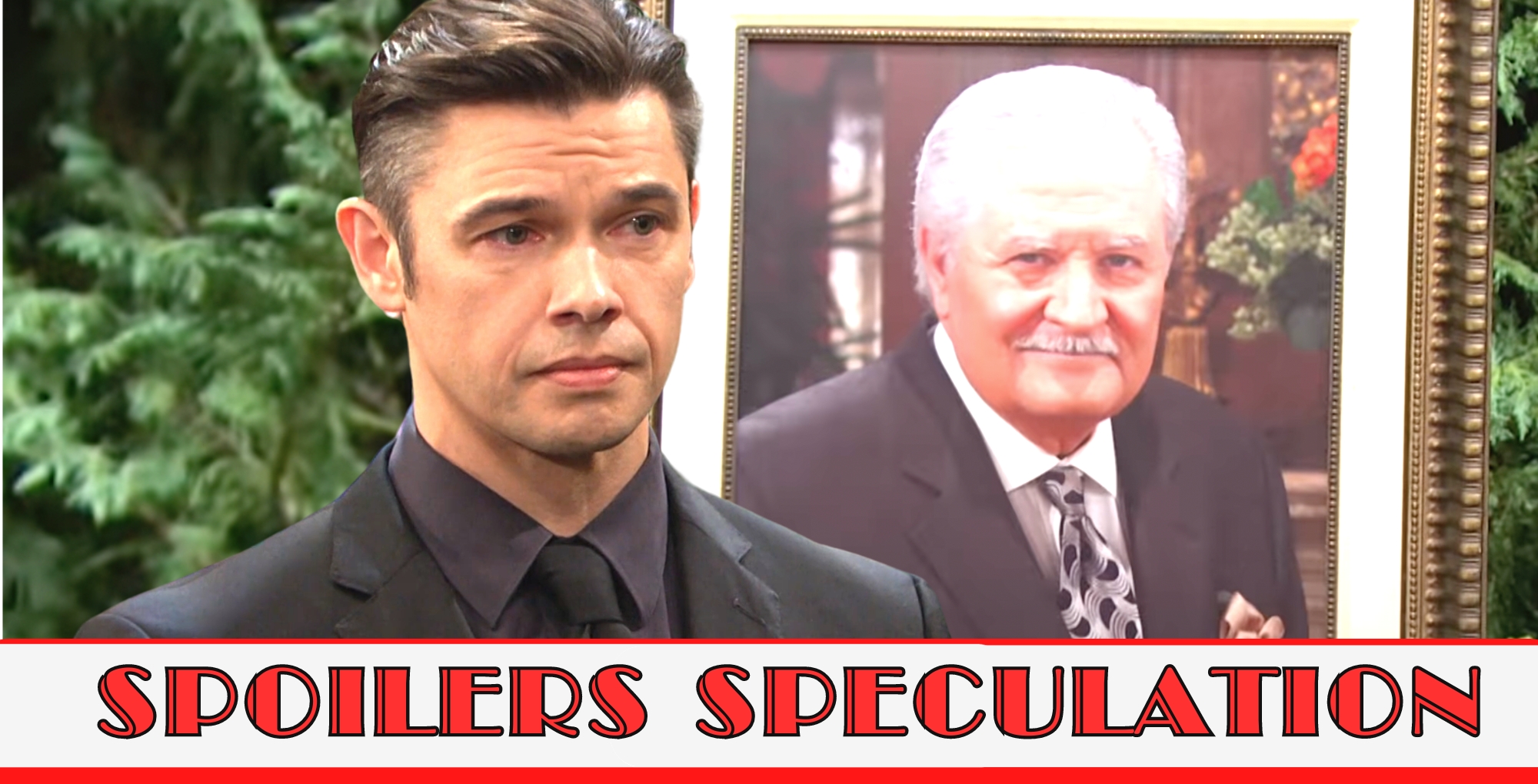 days spoilers speculation banner over xander and a portrait of victor.