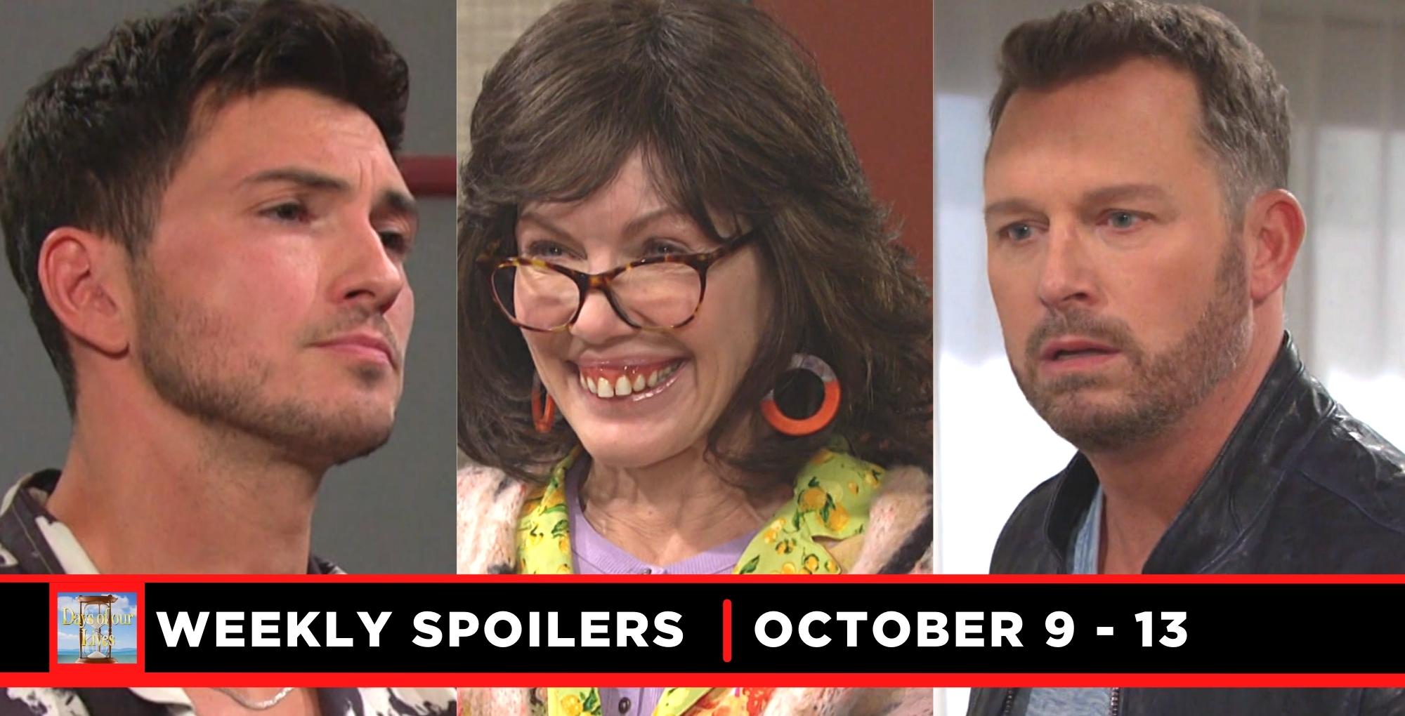 days of our lives spoilers for october 9 – october 13, 2023, three images, alex, susan, and brady.