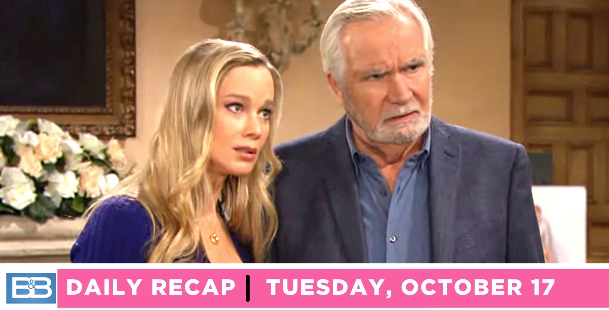 the bold and the beautiful recap for tuesday, october 17, 2023, donna and eric starring ahead.