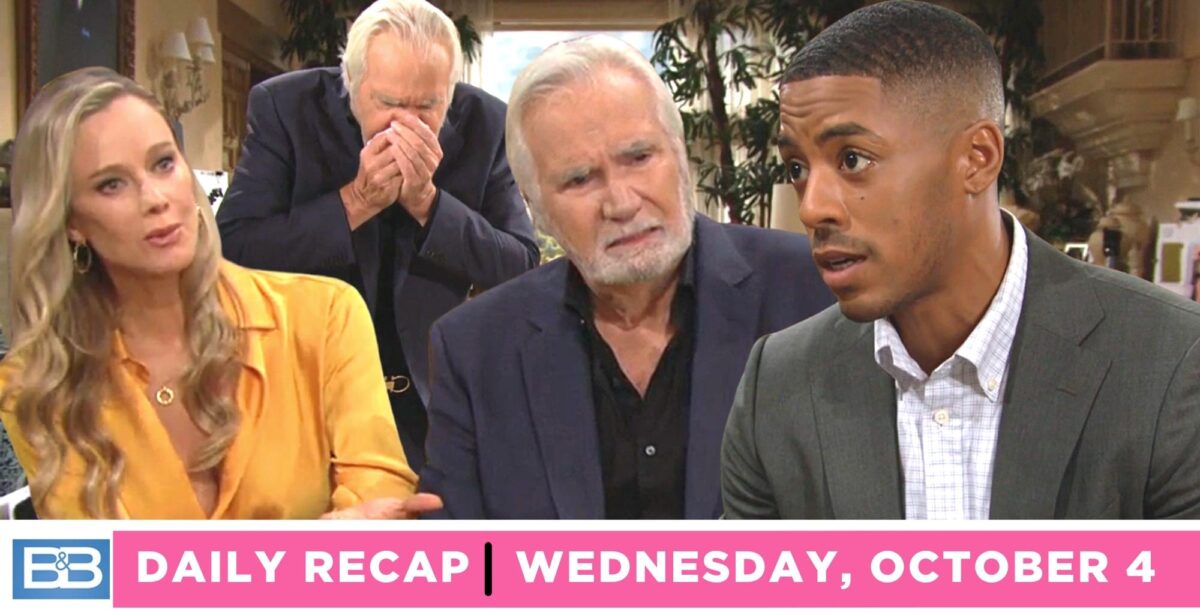 dr. colby delivered bad news to eric forrester and donna logan on the bold and the beautiful recap for wednesday, october 4, 2023.