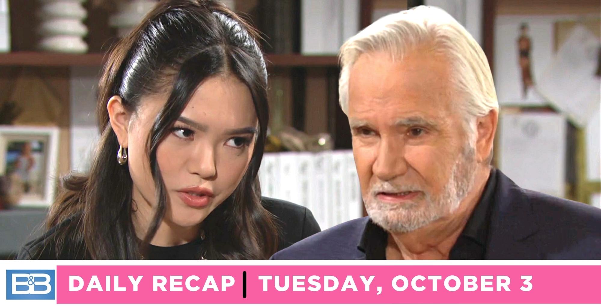 eric forrester yelled at Luna on the bold and the beautiful recap for tuesday, october 3, 2023.