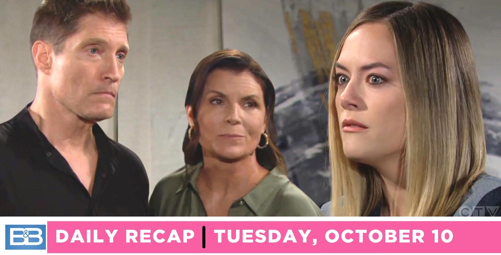 hope logan lost over deacon sharpe and sheila carter on the bold and the beautiful recap for tuesday, october 10, 2023.