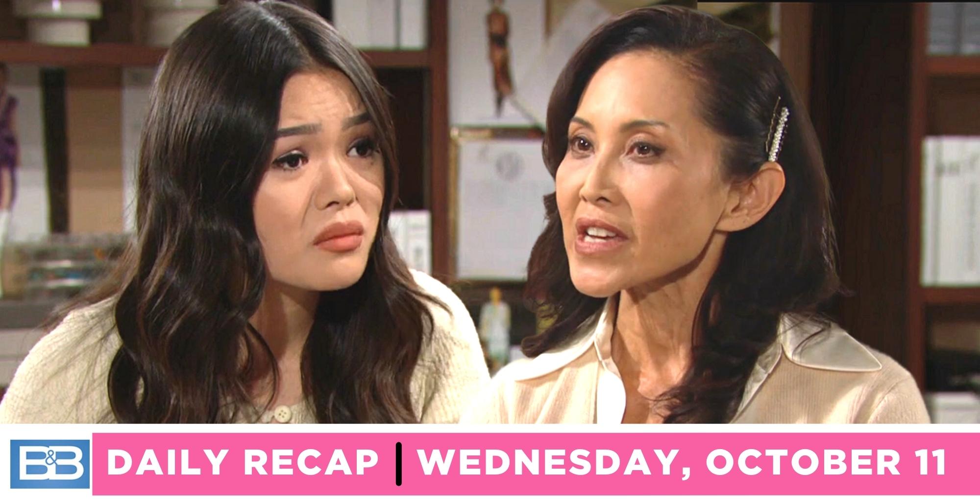 li finnegan told luna to leave on the bold and the beautiful recap for wednesday, october 11, 2023..