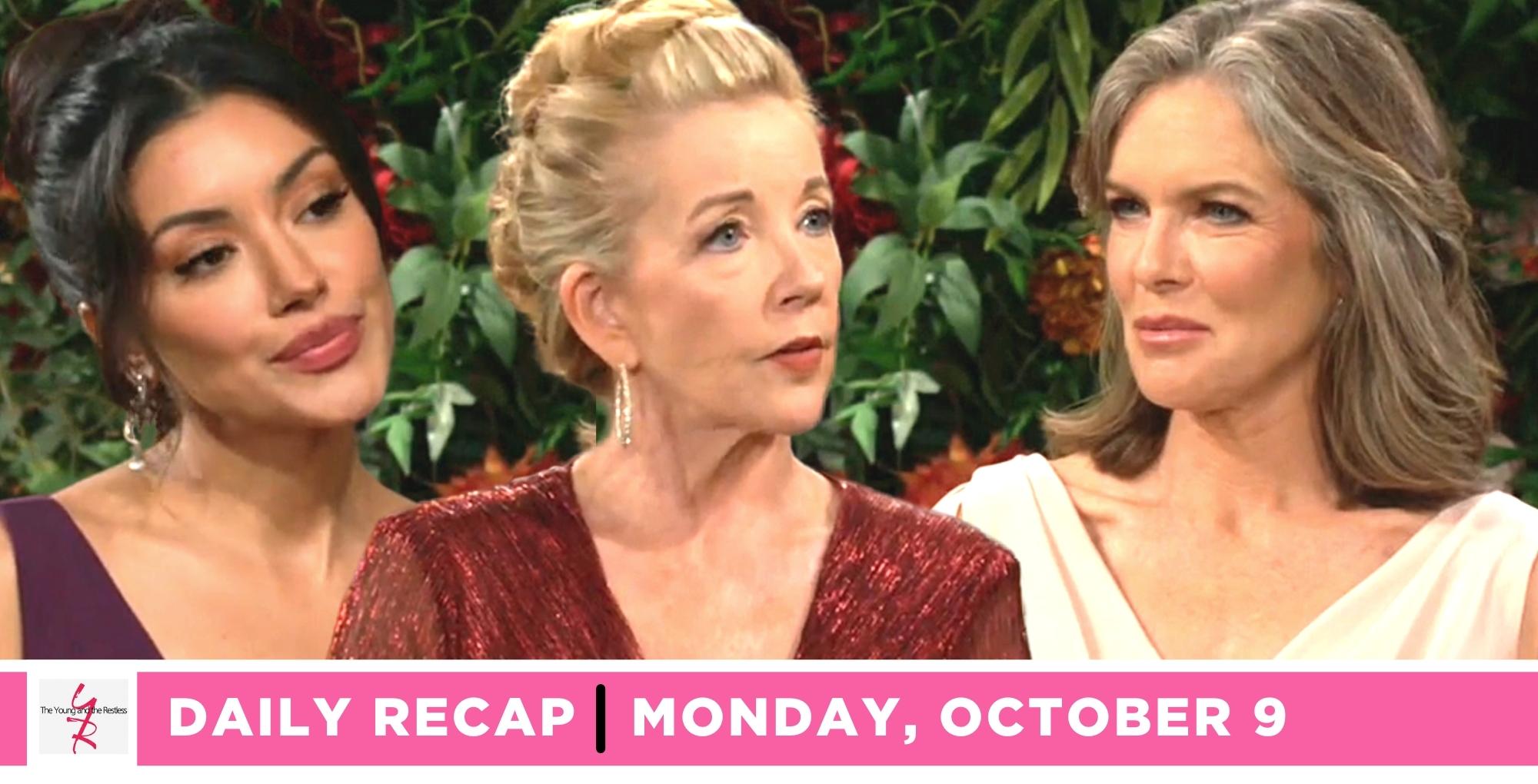the young and the restless recap for october 9, 2023, has audra, nikki, and diane at the wedding.