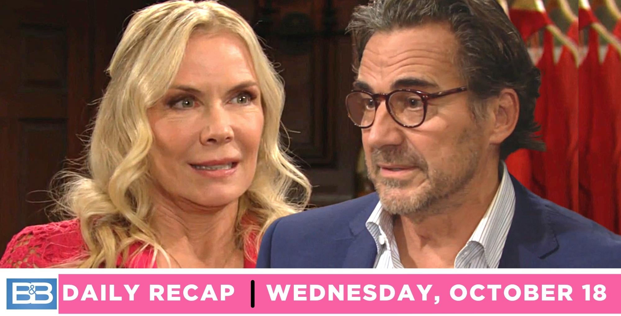 the bold and the beautiful recap for wednesday, october 18, 2023, brooke and ridge.