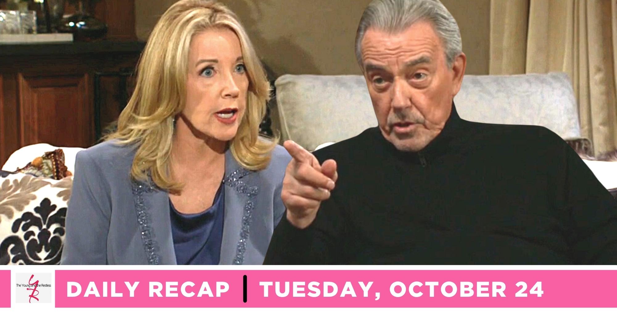 the young and the restless recap for october 24, 2023, episode #12731, has nikki upset and victor mad.