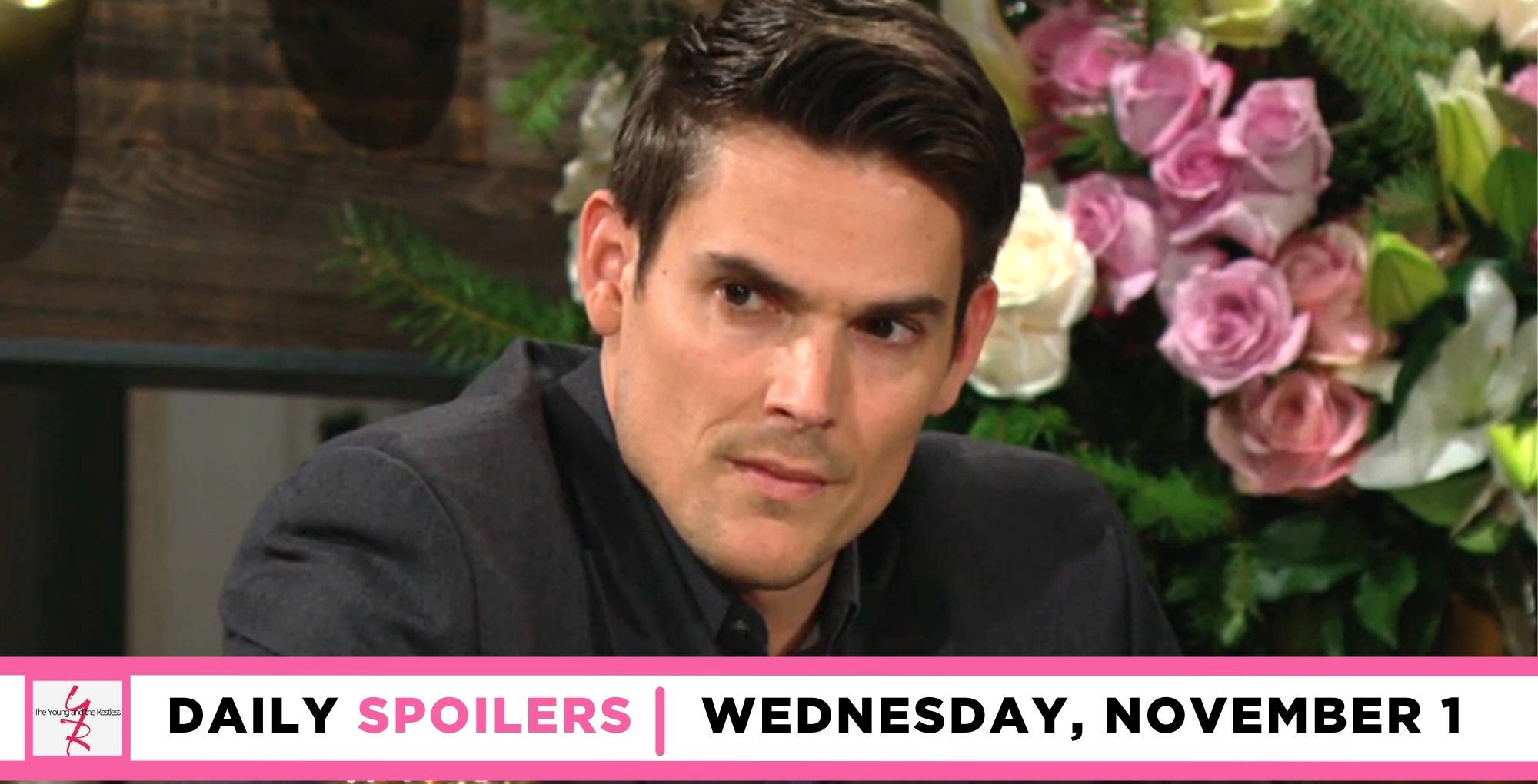 the young and the restless spoilers for november 1, 2023, episode 12737, has adam getting a shock.