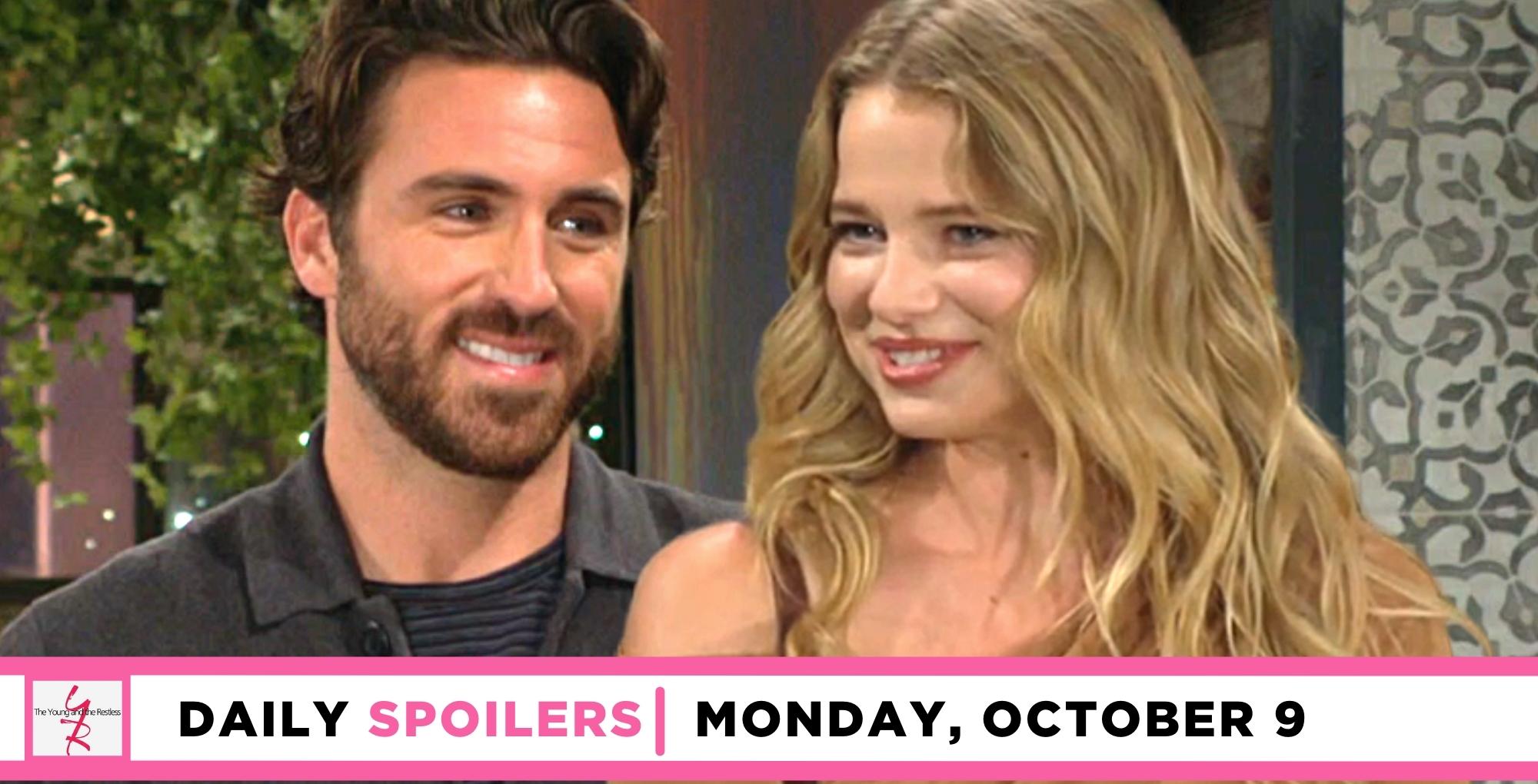 the young and the restless spoilers for october 9, 2023, has chance and summer looking cozy.