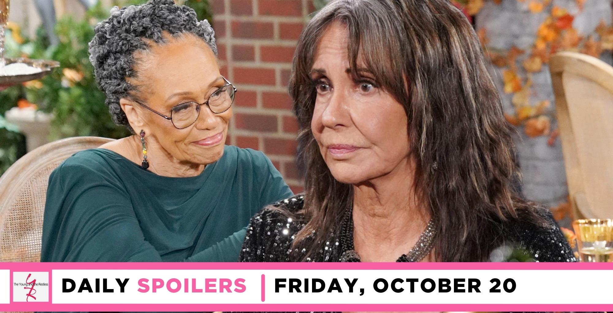 the young and the restless spoilers for october 20, 2023, has jill digging for dirt on mamie.