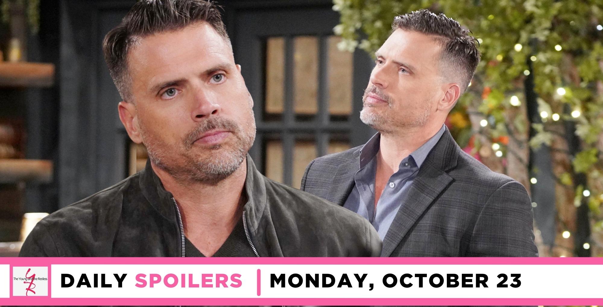 the young and the restless spoilers for october 23, 2023, has double images of nick newman.