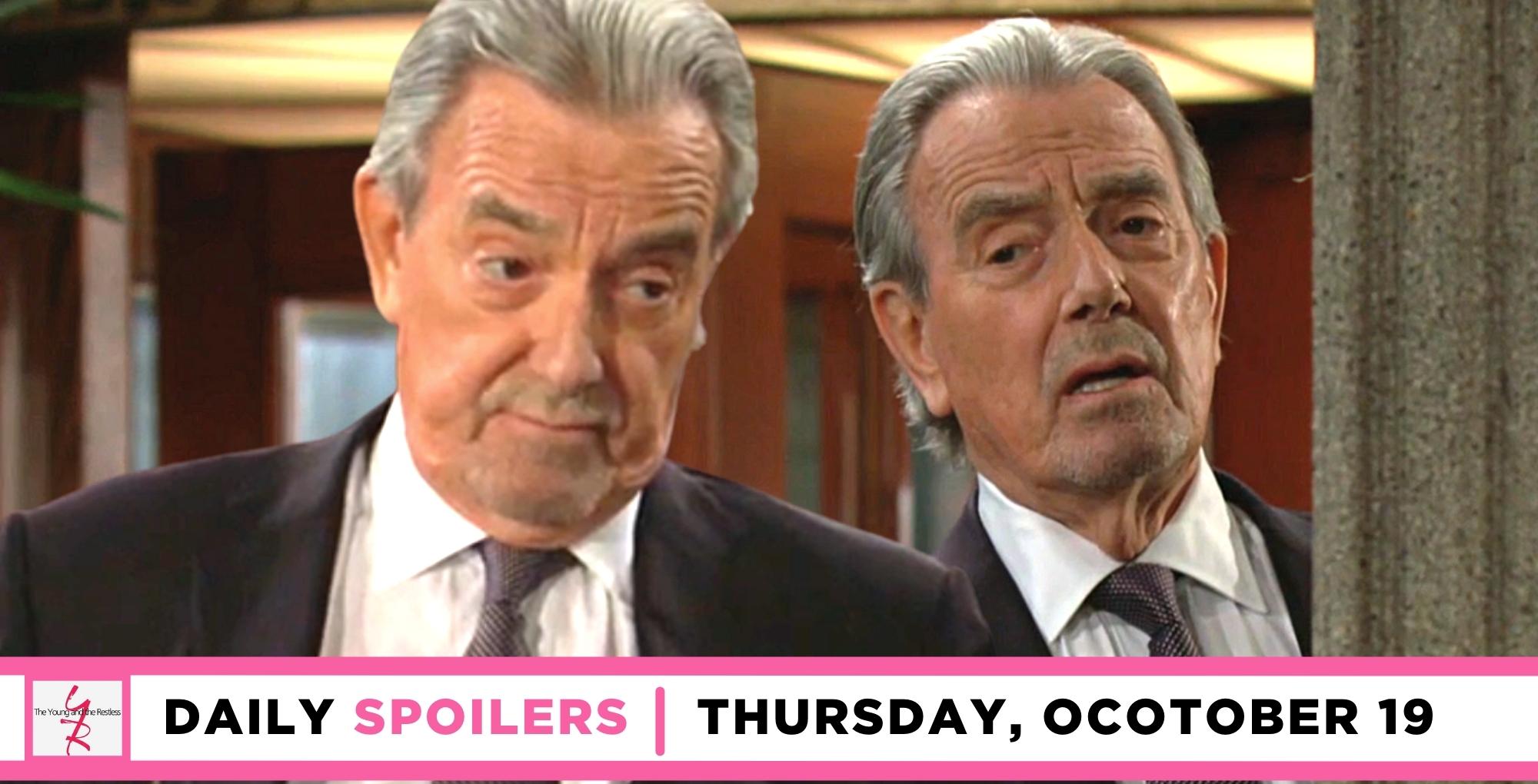 the young and the restless spoilers for october 19, 2023, has double images of victor.