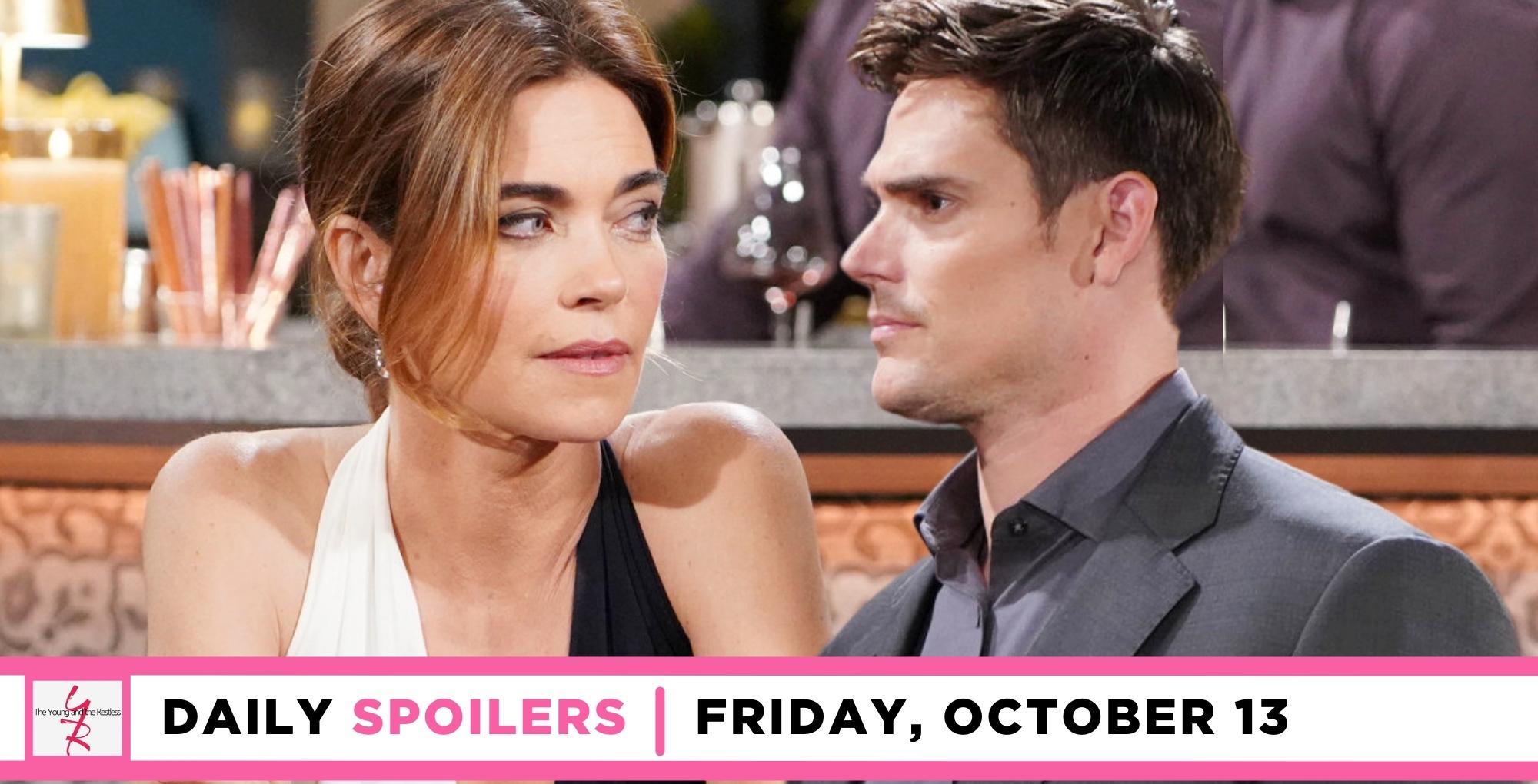 the young and the restless spoilers for october 13, 2023, has victoria talking with adam.