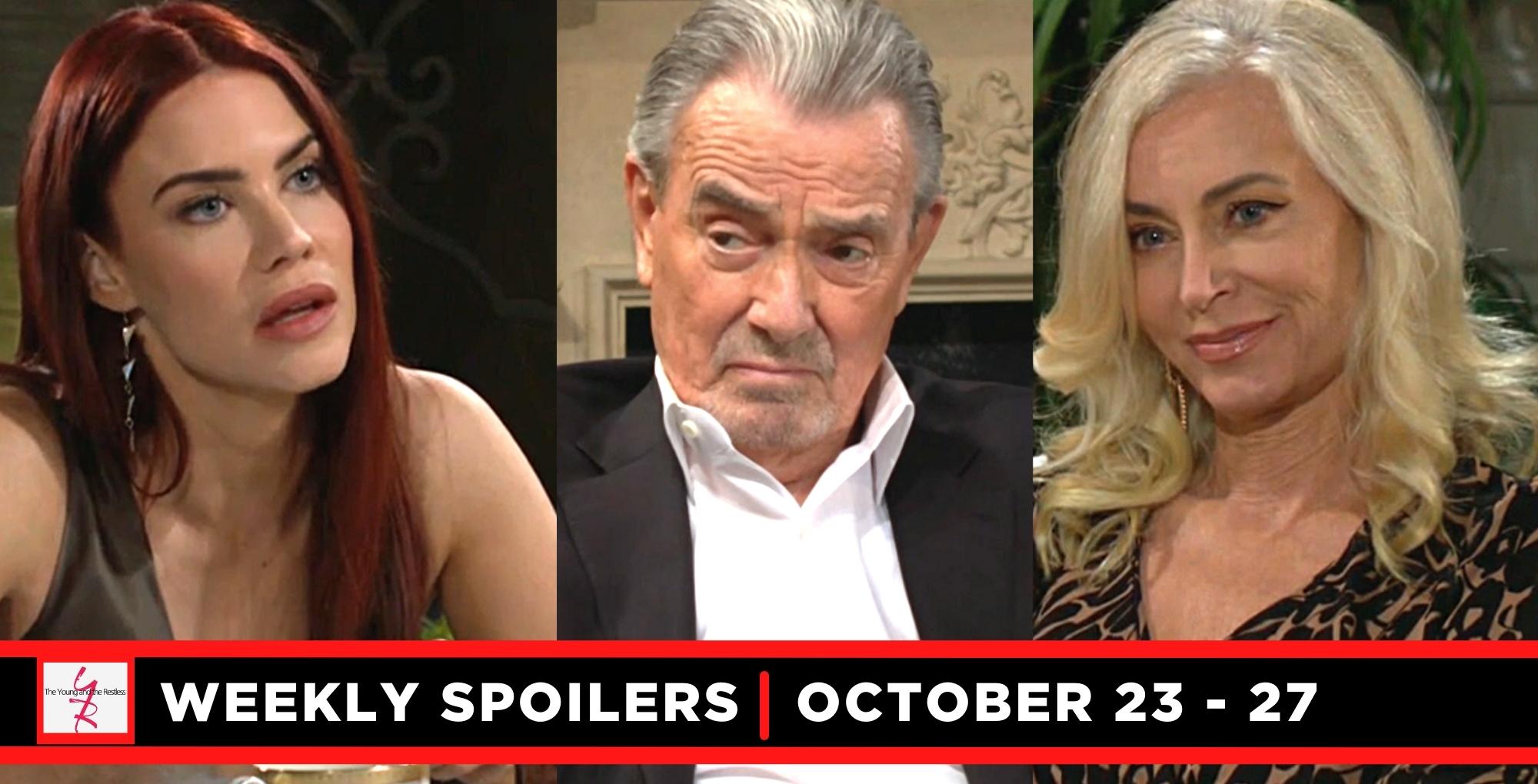 the young and the restless spoilers for the week of october 23-27, 2023, sally, victor, and ashley.