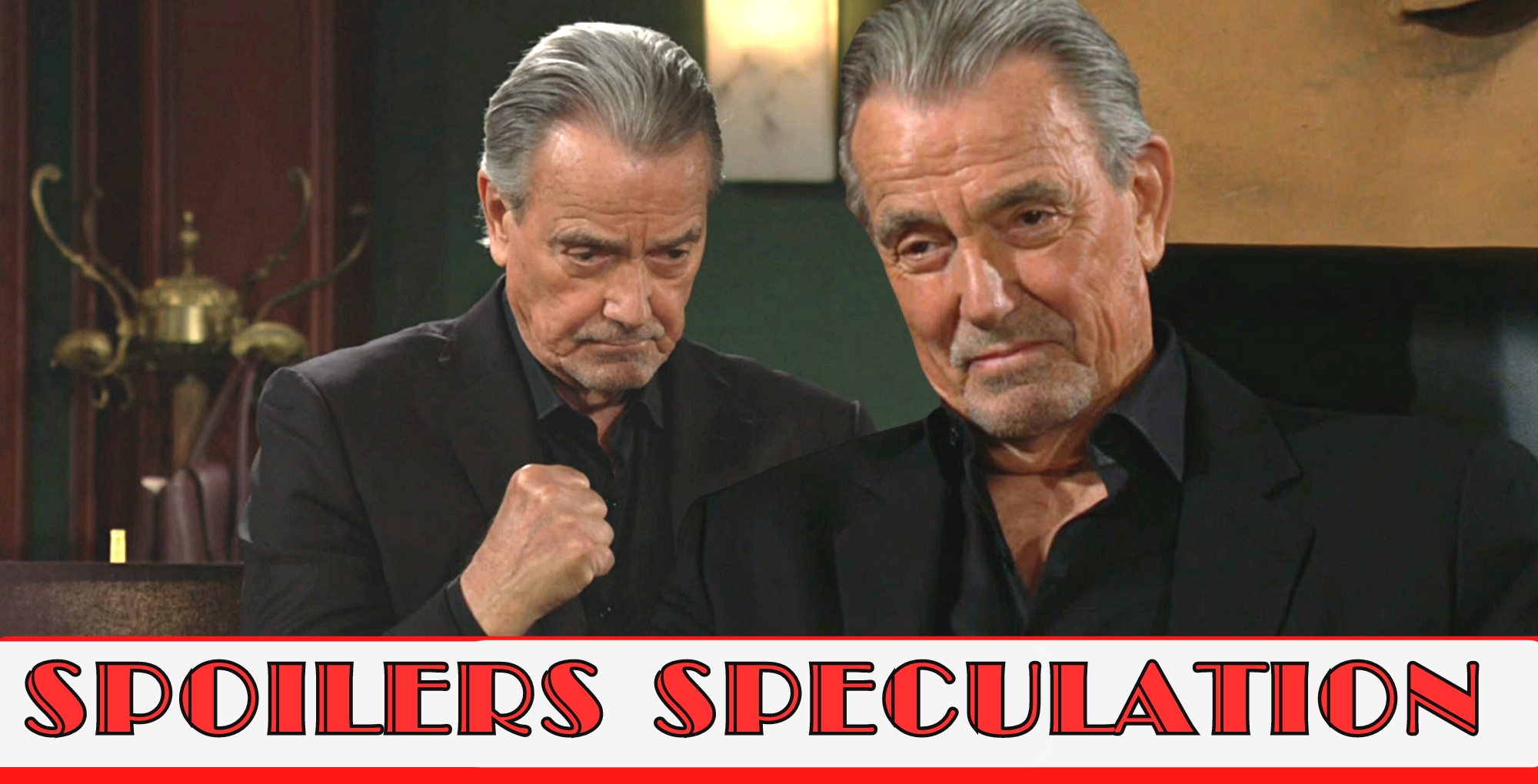 y&r spoilers speculation banner over double image of victor newman.