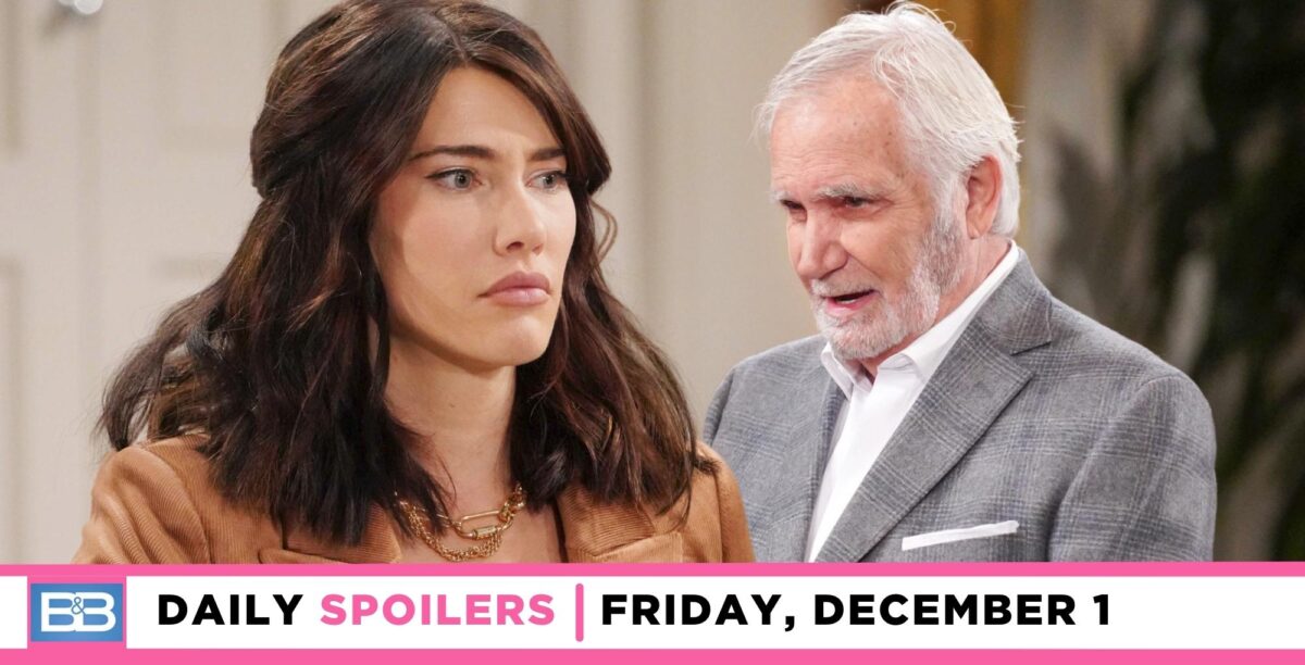 the bold and the beautiful spoilers for december 1, 2023, episode 9159, has steffy and eric.