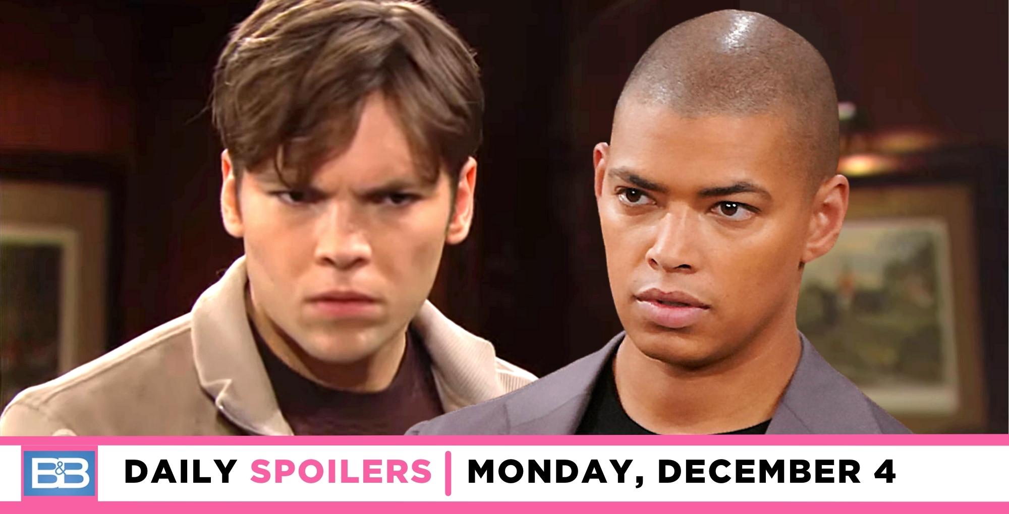 the bold and the beautiful spoilers for december 4, 2023, episode 9160, has rj and zende.