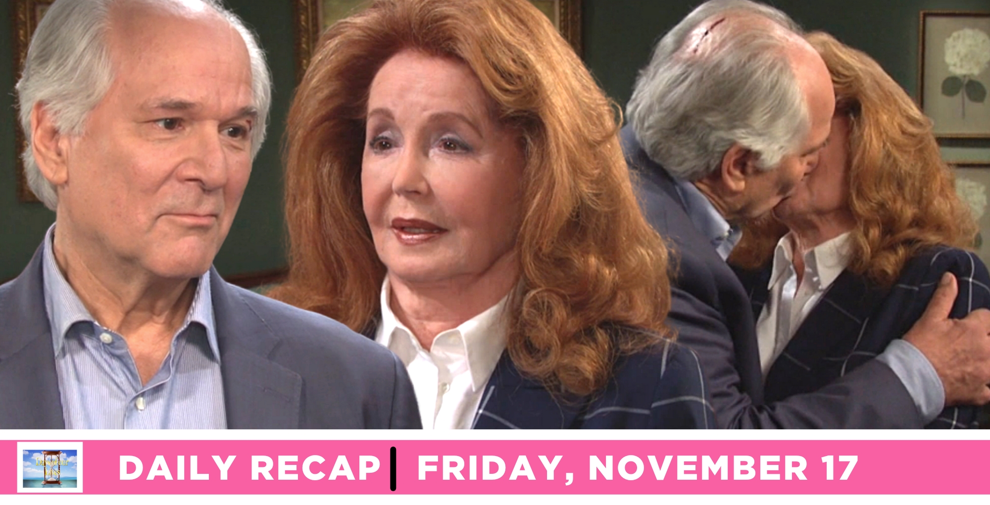 konstantin meleounis kissed maggie horton kiriakis on the days of our lives recap for thursday, november 16, 2023.