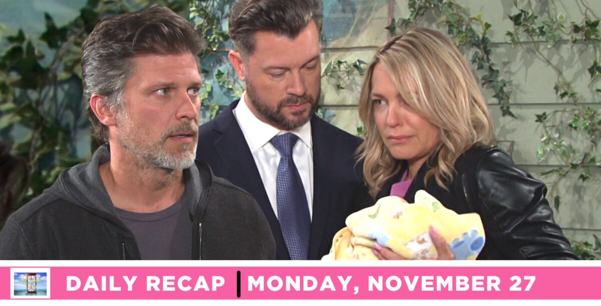 nicole walker dimera horrified eric brady and ej dimera by staking claim to her baby on days of our lives recap for monday, november 27, 2023.