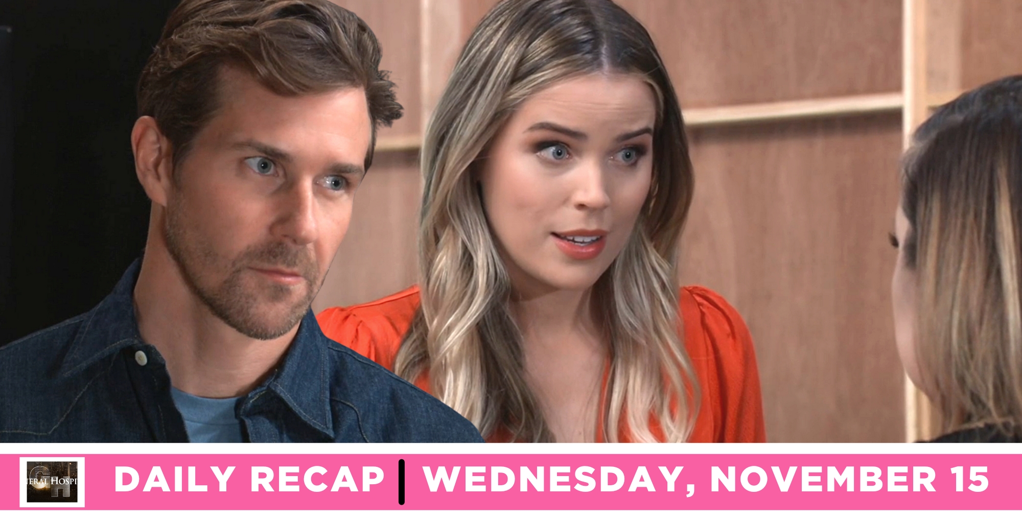 cody bell overheard sasha gilmore’s confession on the general hospital recap for wednesday, november 15, 2023.
