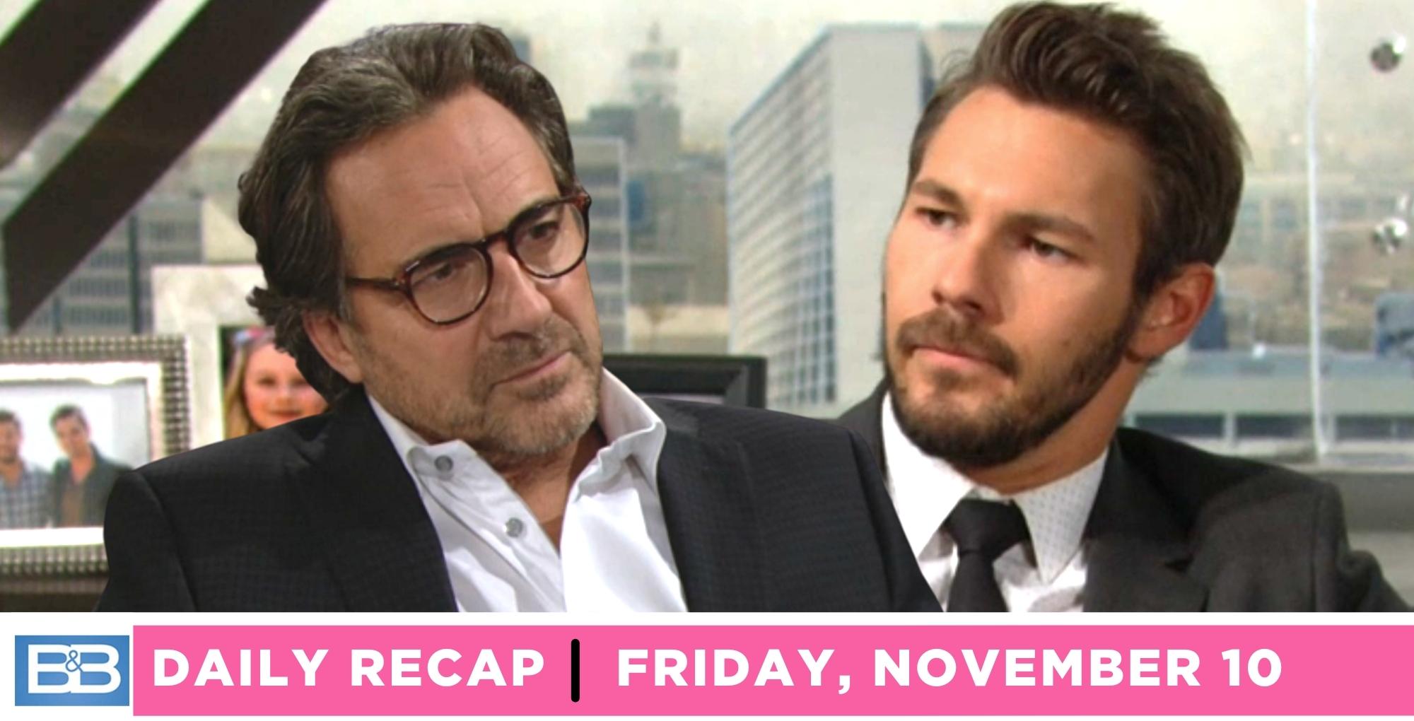 the bold and the beautiful recap for friday, november 10, 2023, ridge and liam.