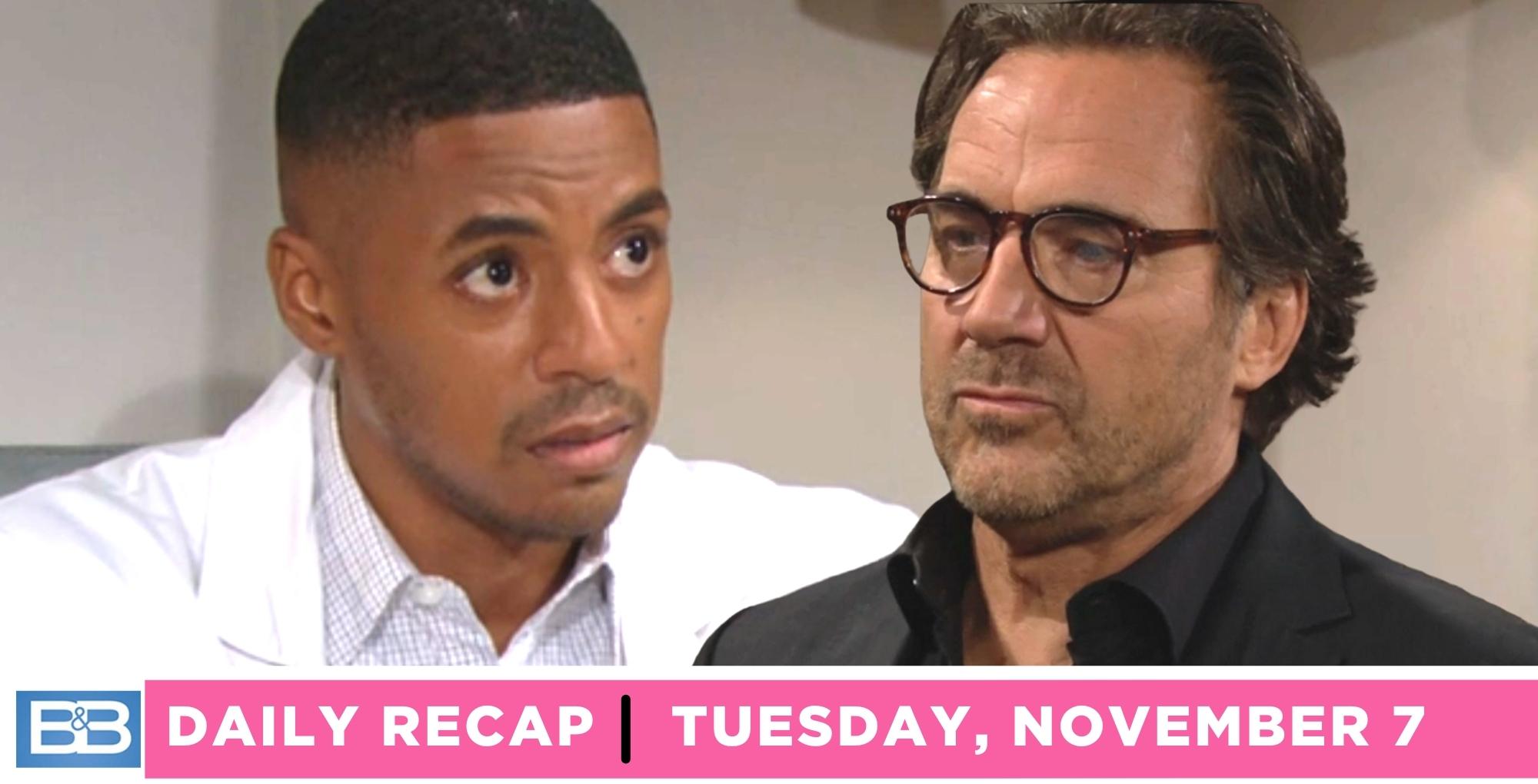 the bold and the beautiful recap for tuesday, november 7, 2023, dr. colby and ridge.