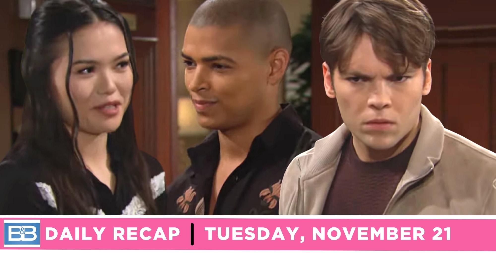 the bold and the beautiful recap for tuesday, november 21, 2023, luna, zende, rj.