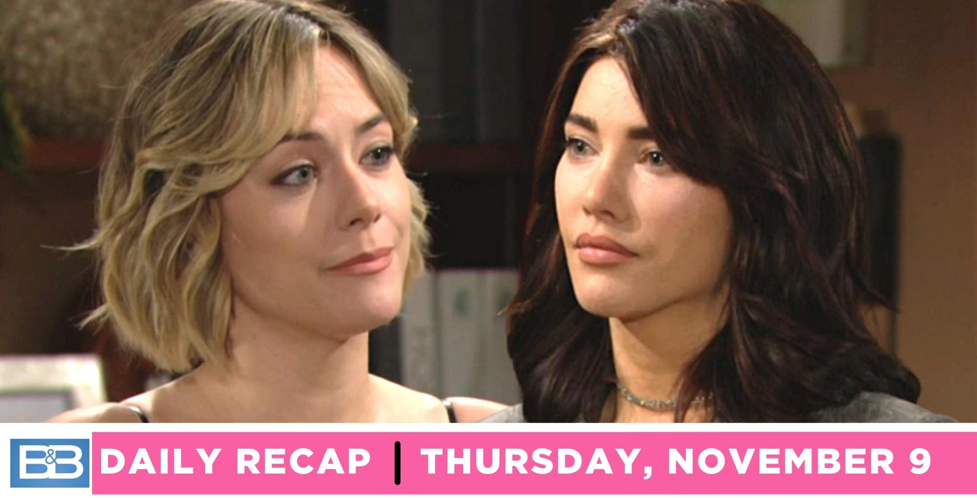 the bold and the beautiful recap for thursday, november 9, 2023, hope and steffy.