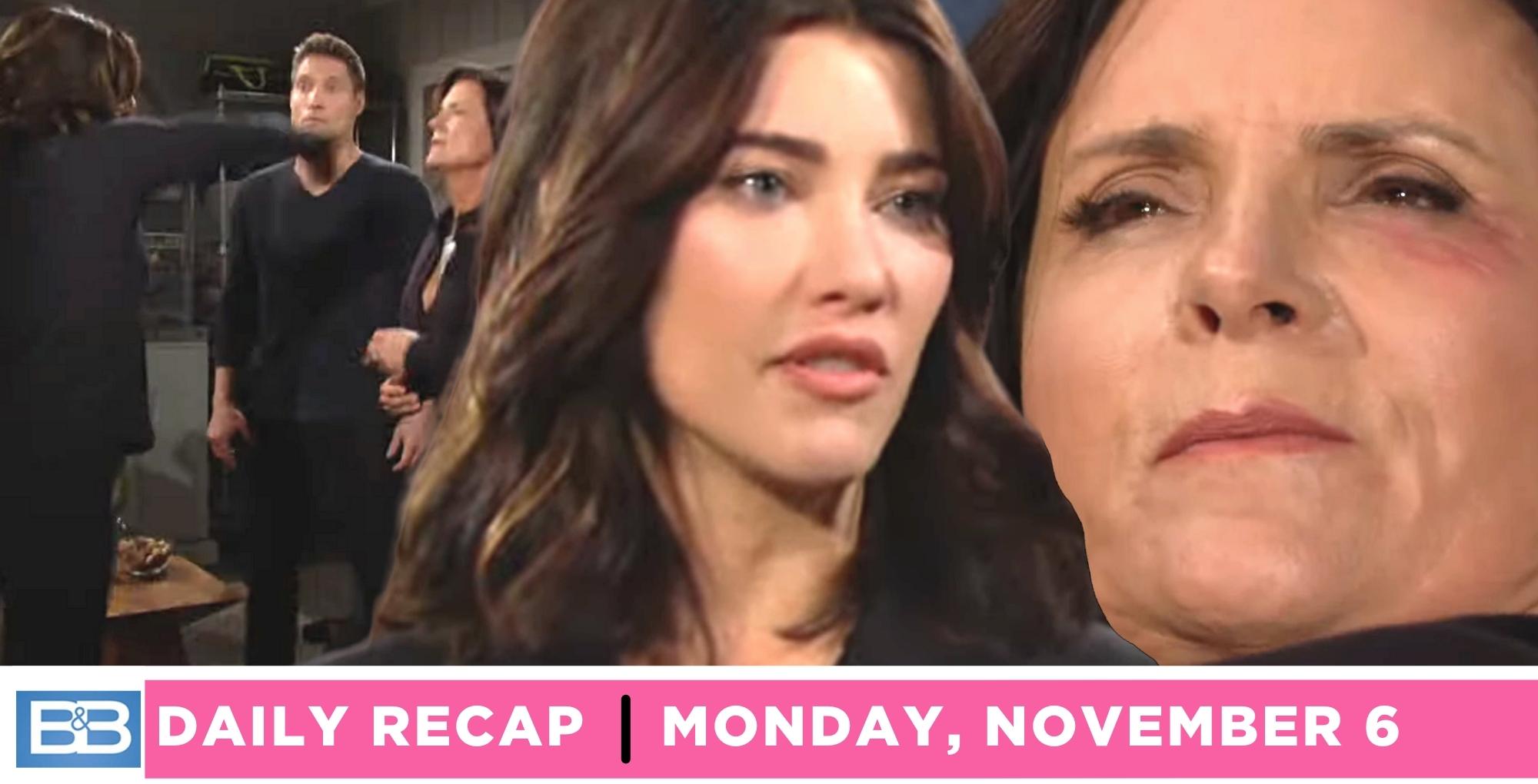 the bold and the beautiful recap for monday, november 6, 2023, steffy gives sheila a sock.