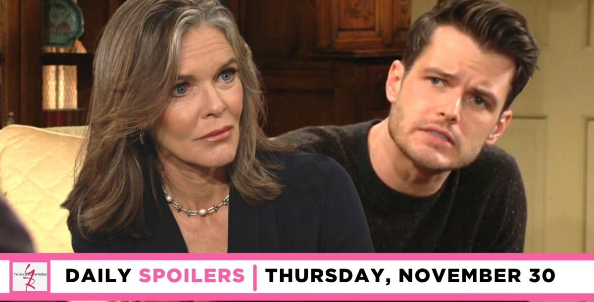 the young and the restless spoilers for november 30, 2023, episode 12756, has diane and kyle talking.