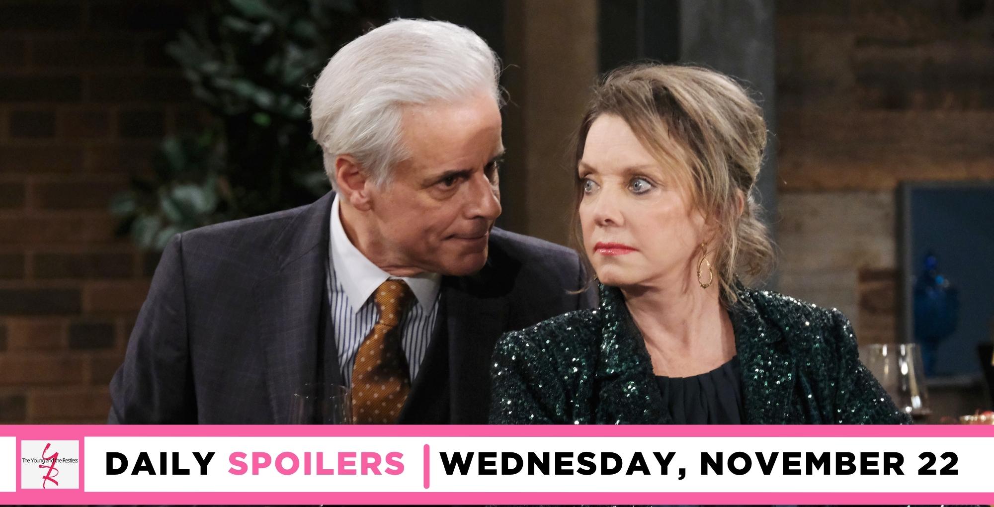 the young and the restless spoilers for november 22, 2023, episode 12752, has michael and gloria talking.
