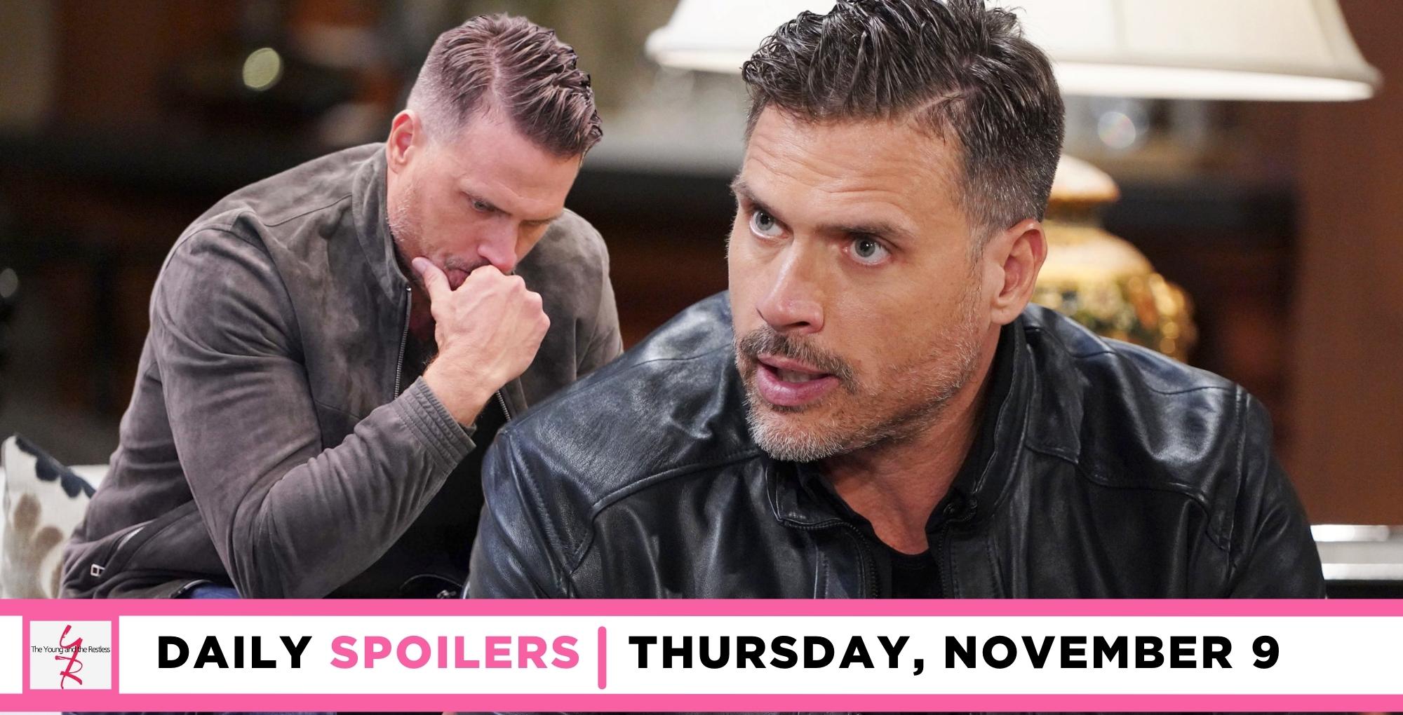 the young and the restless spoilers for november 9, 2023, episode 12743, has two images of nick newman.