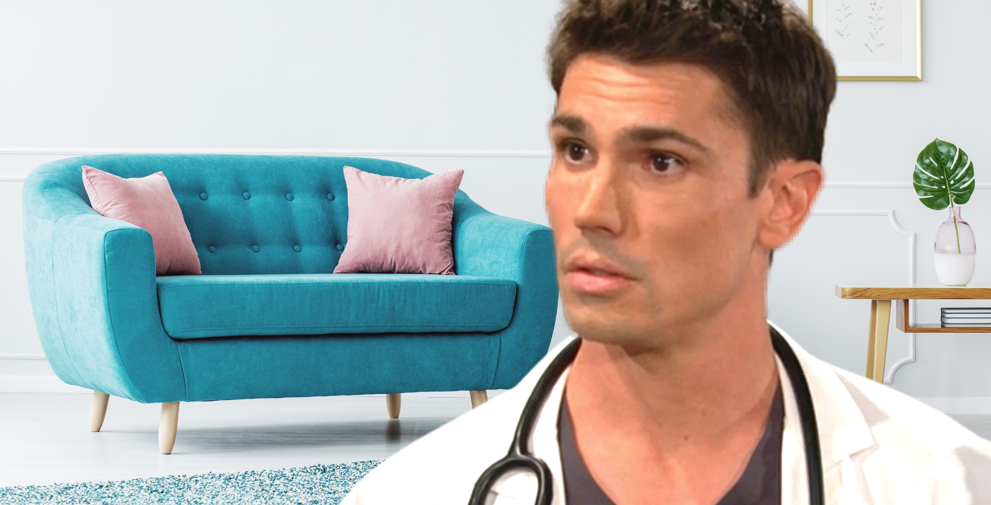 finn finnegan from bold and the beautiful is on the soap hub couch.