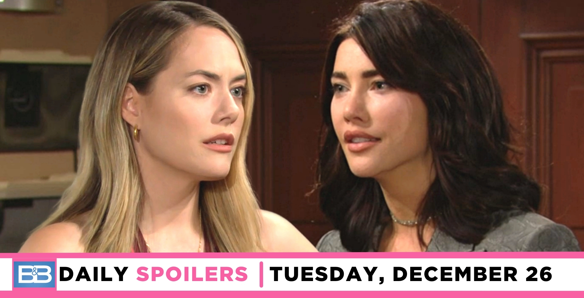hope logan answers to steffy forrester finnegan on the bold and the beautiful spoilers for tuesday, december 26, 2023, episode 9175.