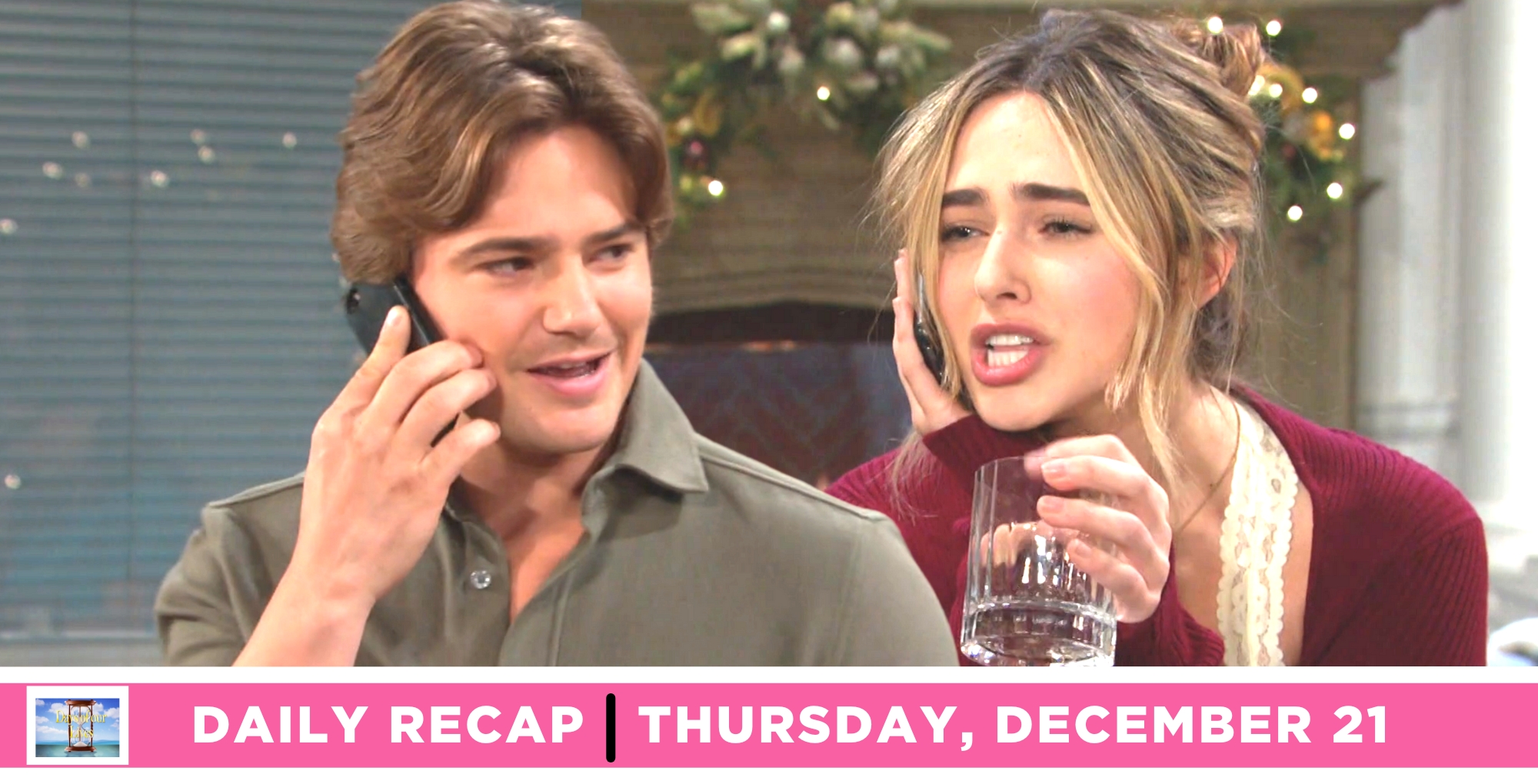 holly jonas got drunk and called johnny dimera on days of our lives recap for thursday, december 21, 2023.