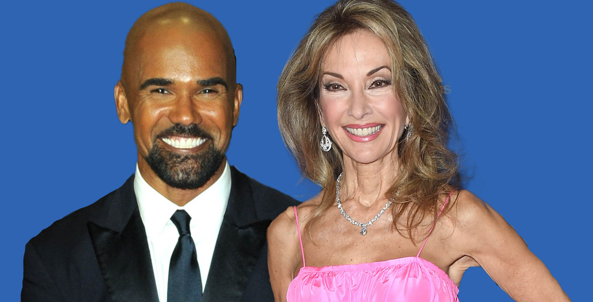 shemar moore and susan lucci against a blue background.