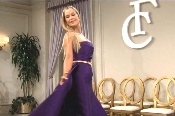 soap operas the bold and the beautiful donna models her eric forrester original gown.
