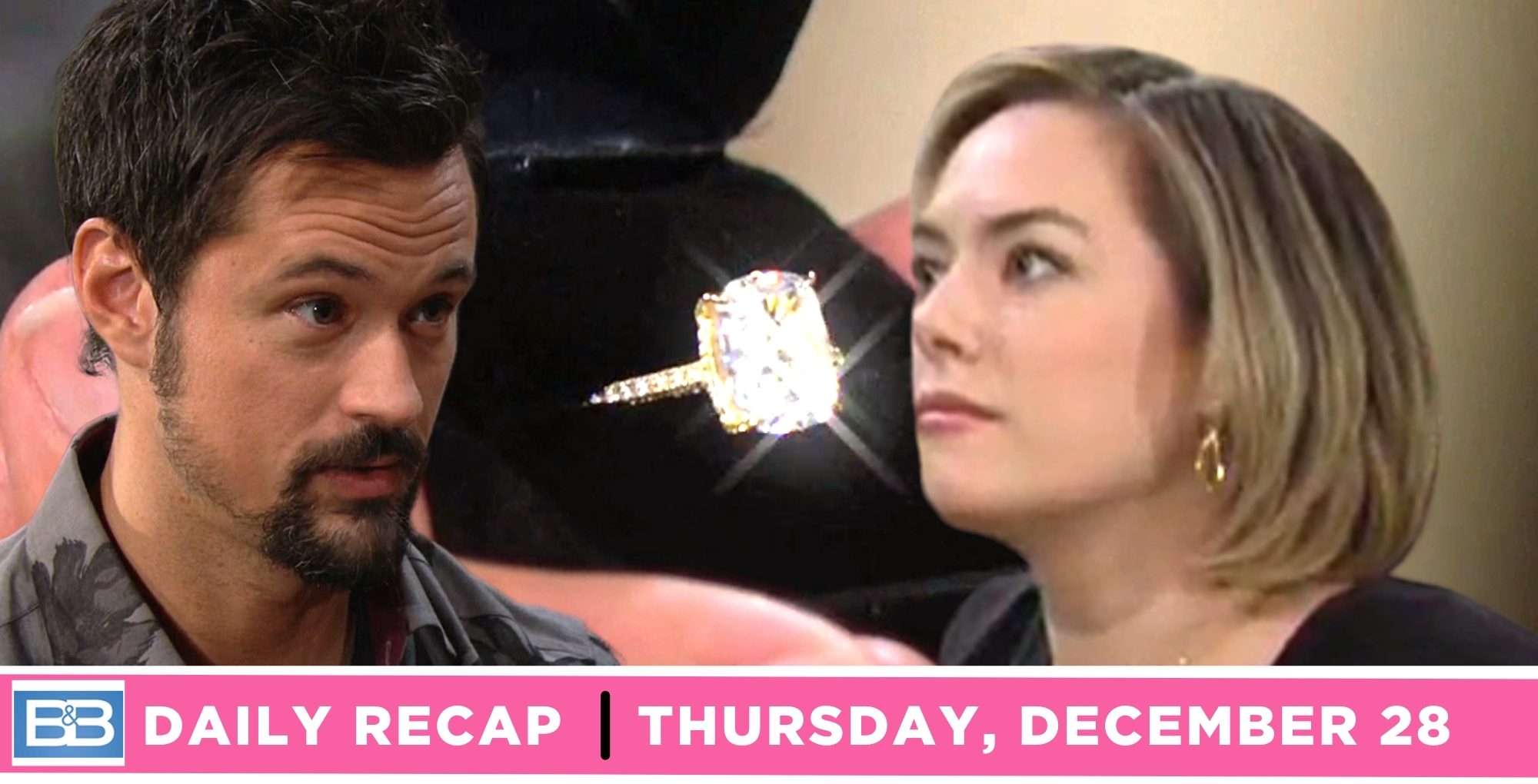 the bold and the beautiful recap for december 28, 2023, episode 9177, thomas shows hope a ring.