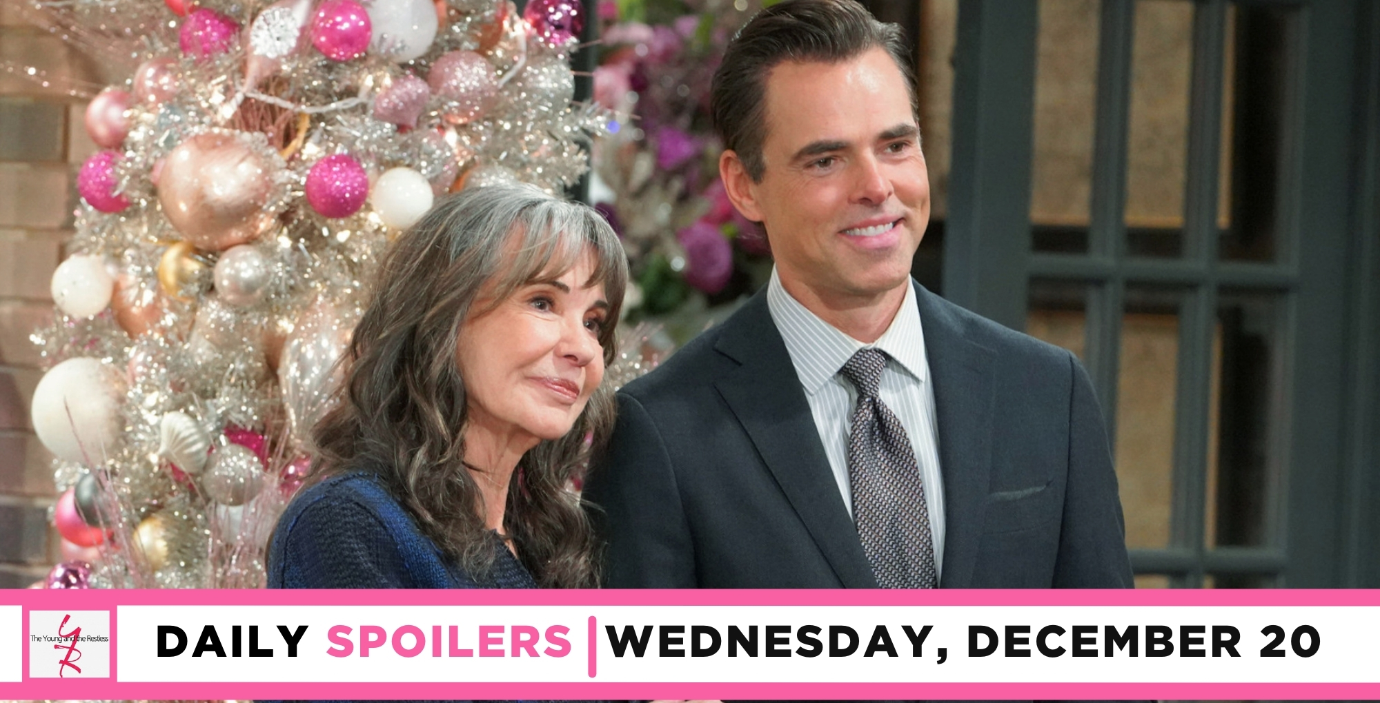 the young and the restless spoilers for december 20, 2023, episode 12770, has jill and billy abbott near a christmas tree.