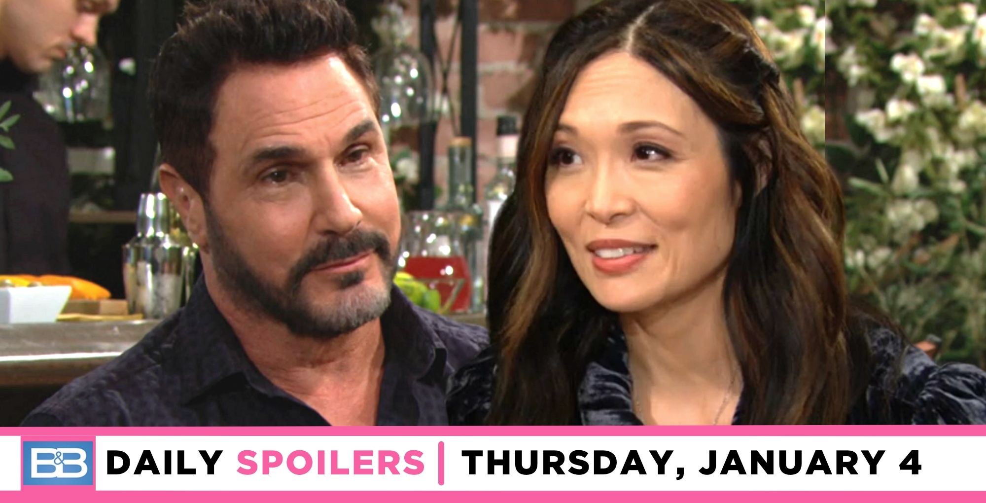 the bold and the beautiful spoilers for january 4, 2024, episode 9180, has bill and poppy looking at each other.