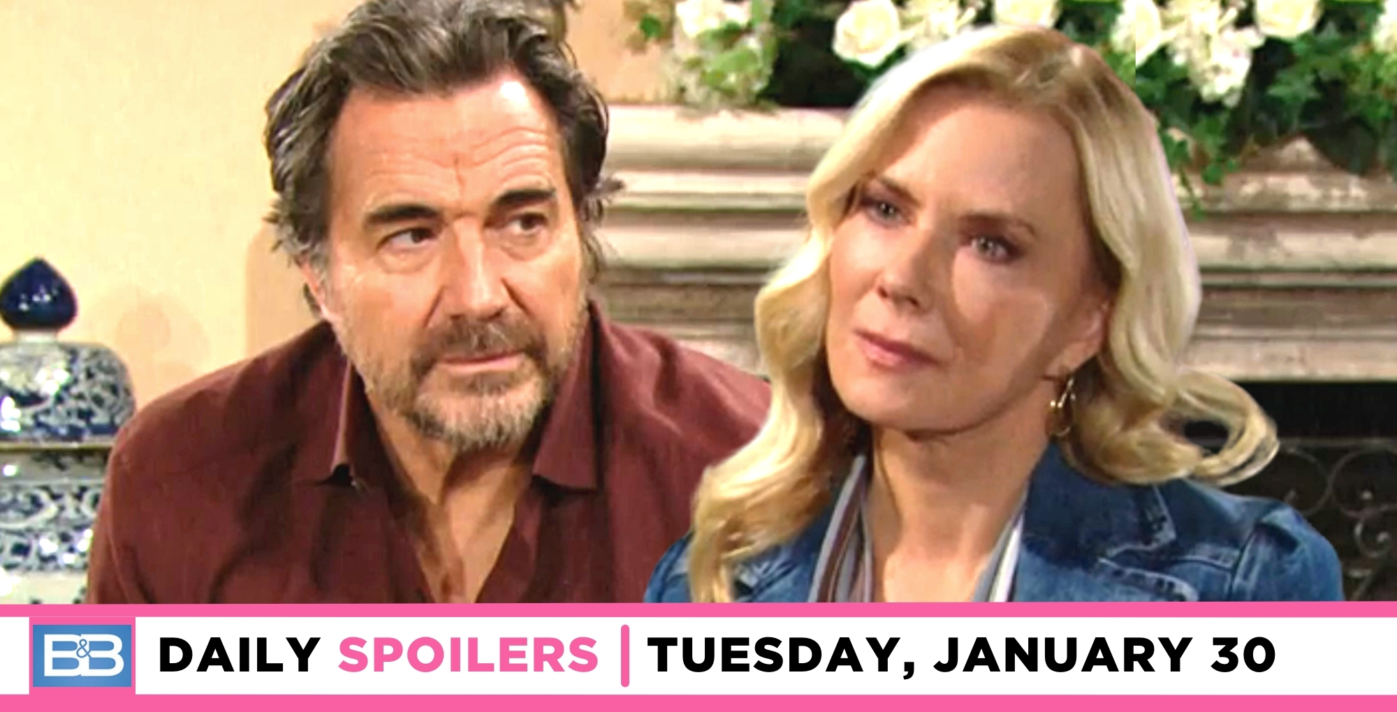 bold and the beautiful spoilers for january 30, 2024, episode 9198, has ridge and brooke talking.