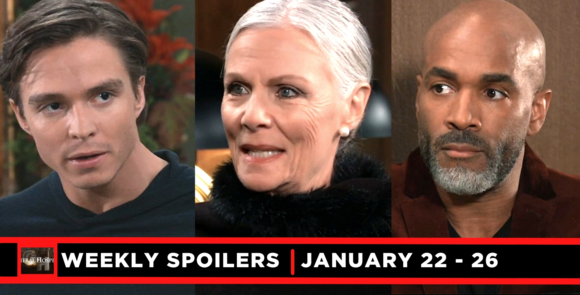 general hospital spoilers for the week of january 22-26, spencer, tracy, and curtis.