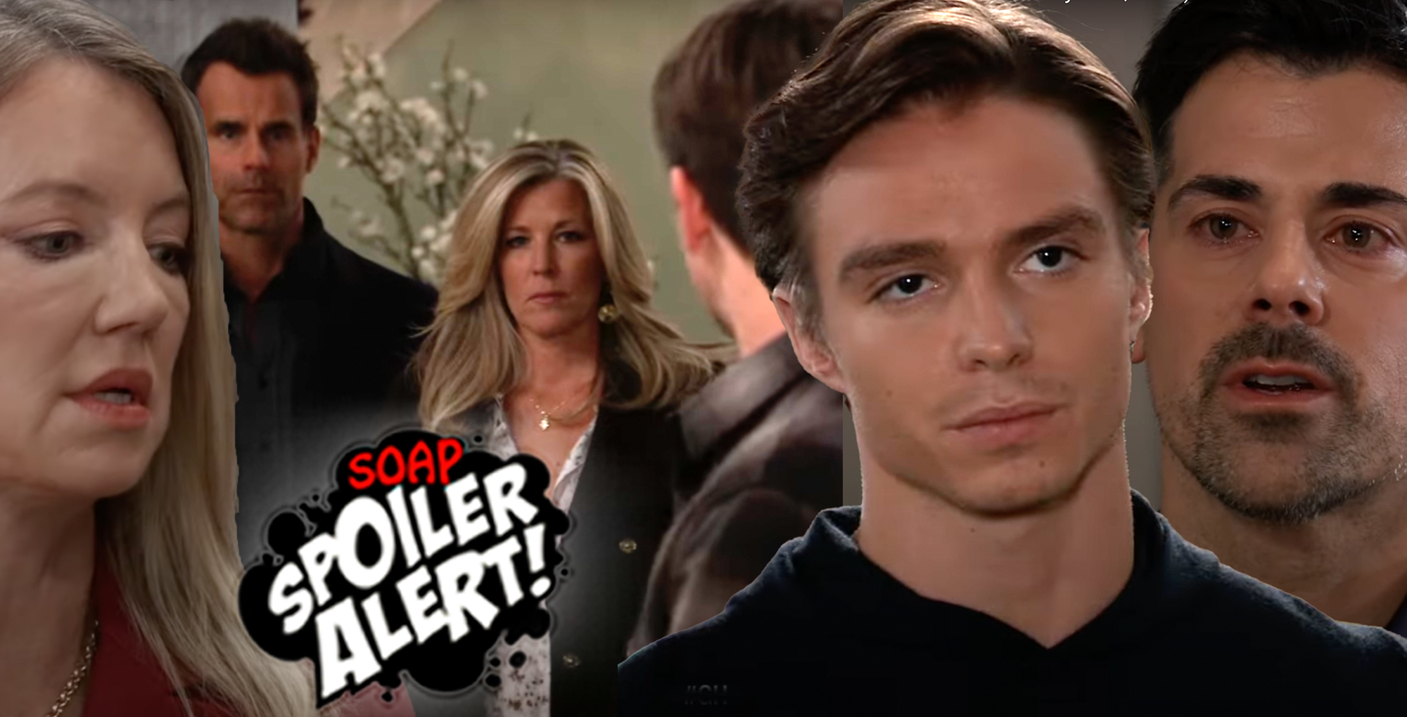 gh spoilers video collage of nina, drew, carly, spencer, and nikolas.