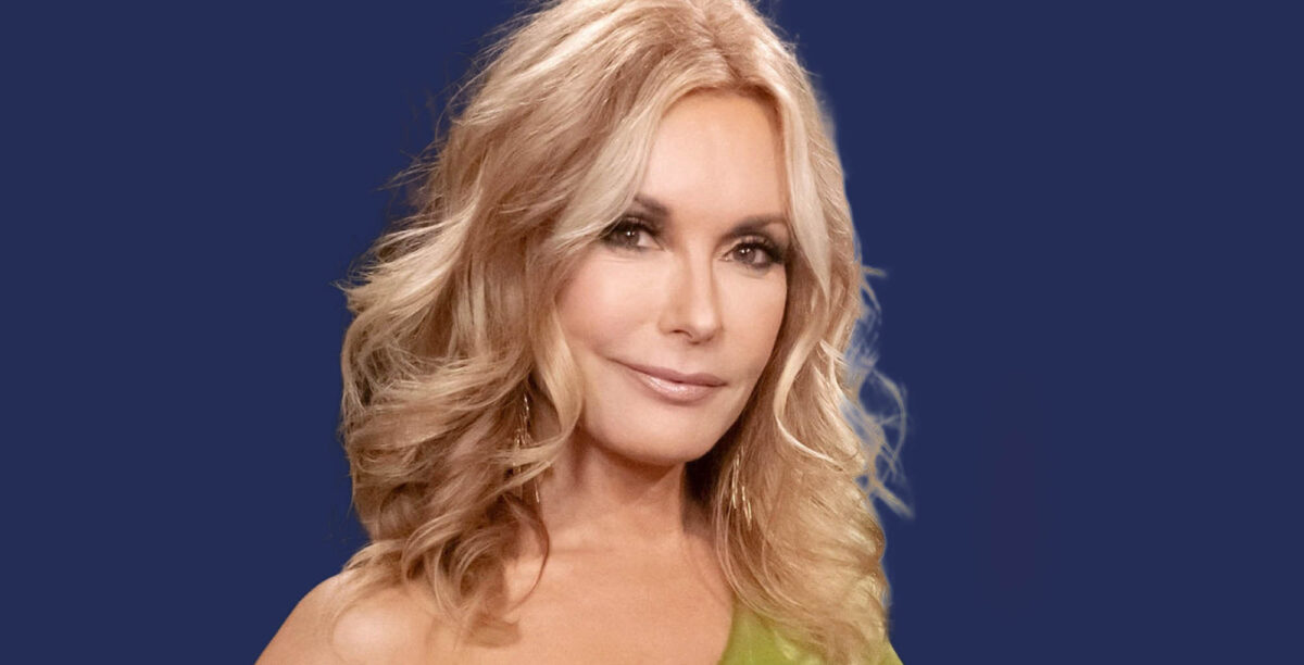 young and the restless tracey bregman against a dark blue background.
