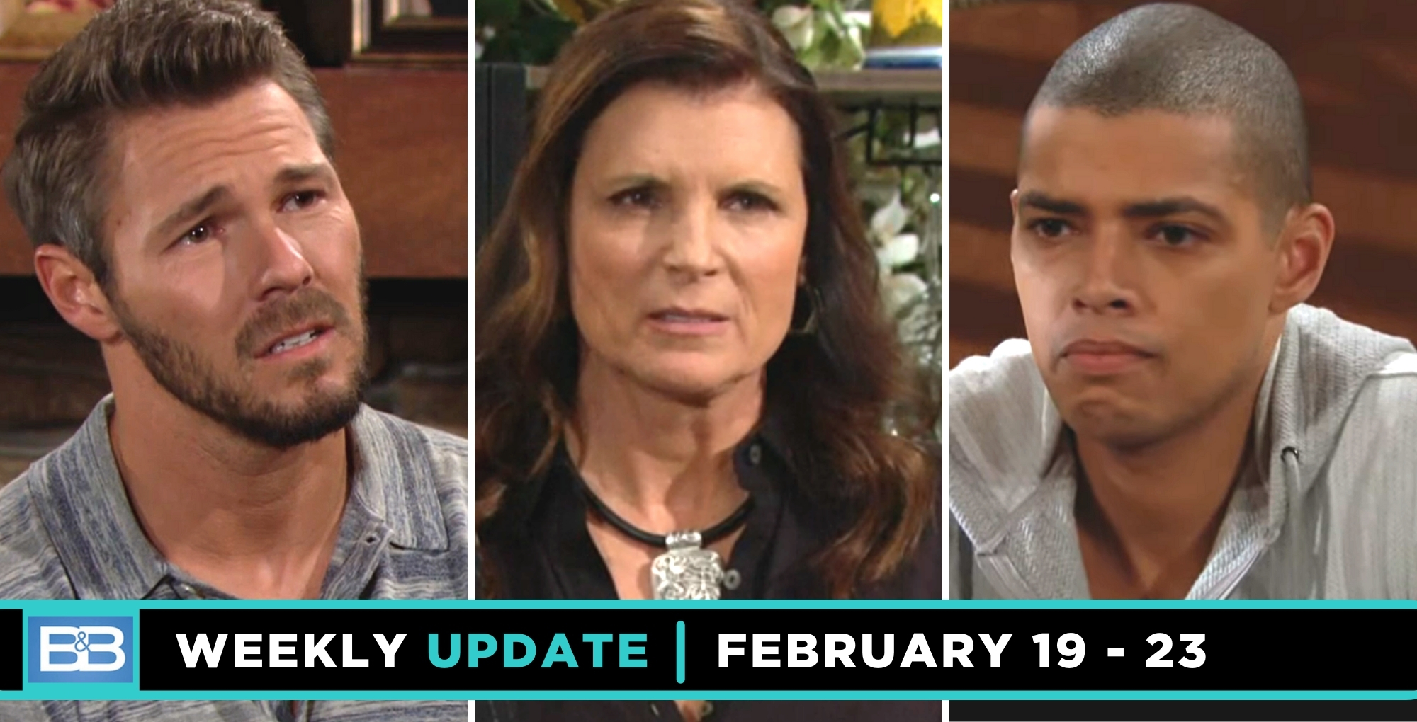 liam, sheila, and zende in the b&b spoilers weekly update for february 19-23.