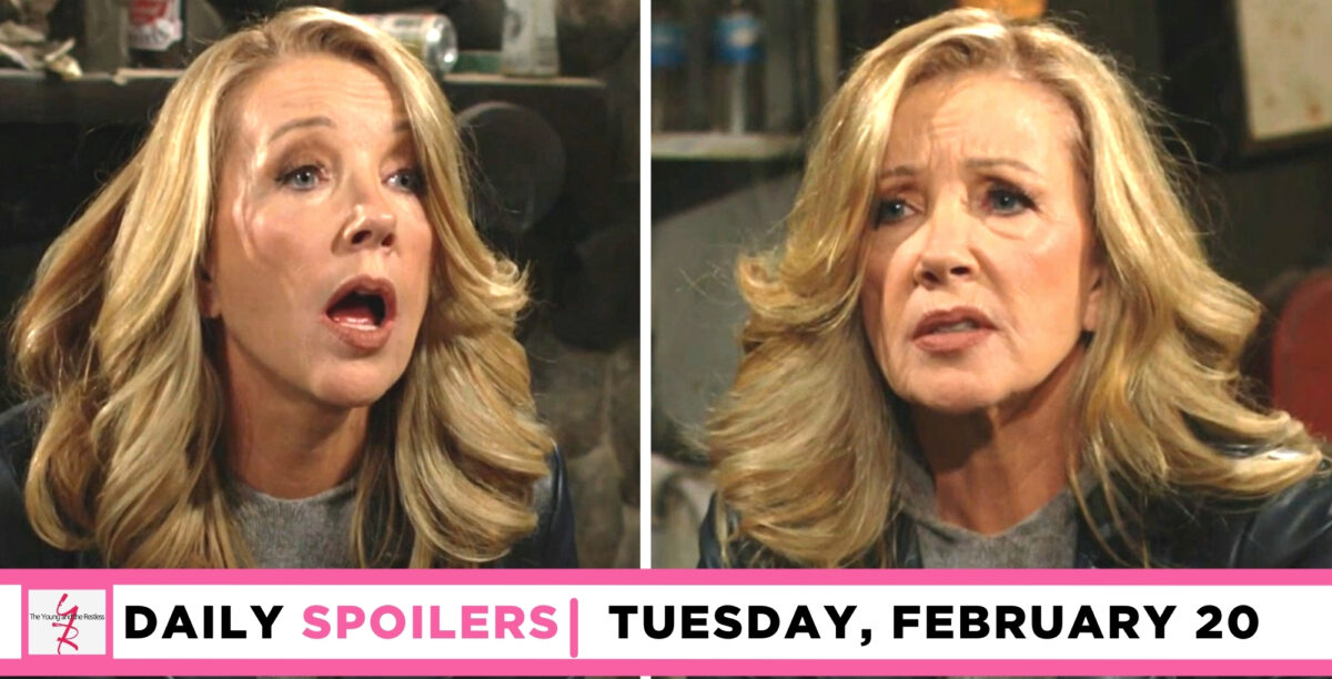 young and the restless spoilers for monday, february 20 episode 12811, feature two images of nikki.