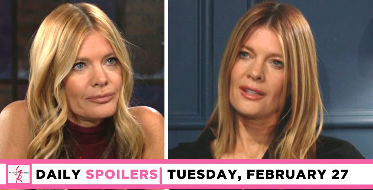 young and the restless spoilers for february 27, 2024, episode 12816, two images of phyllis.