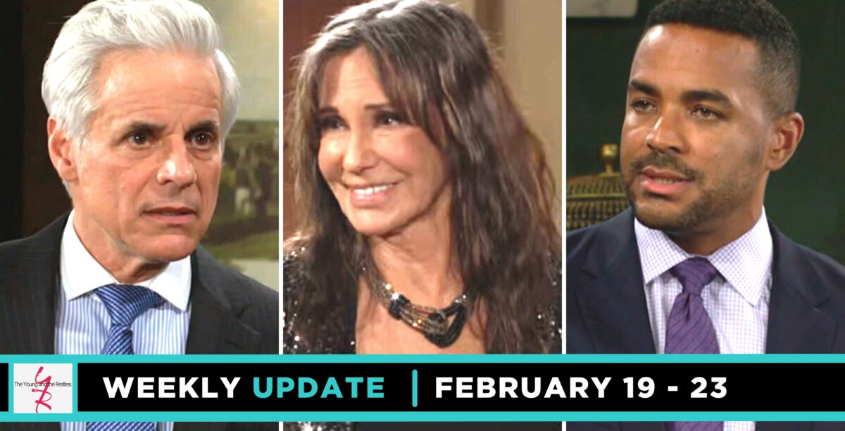 the y&r spoilers weekly update for february 19-23 features michael, jill, and nate.